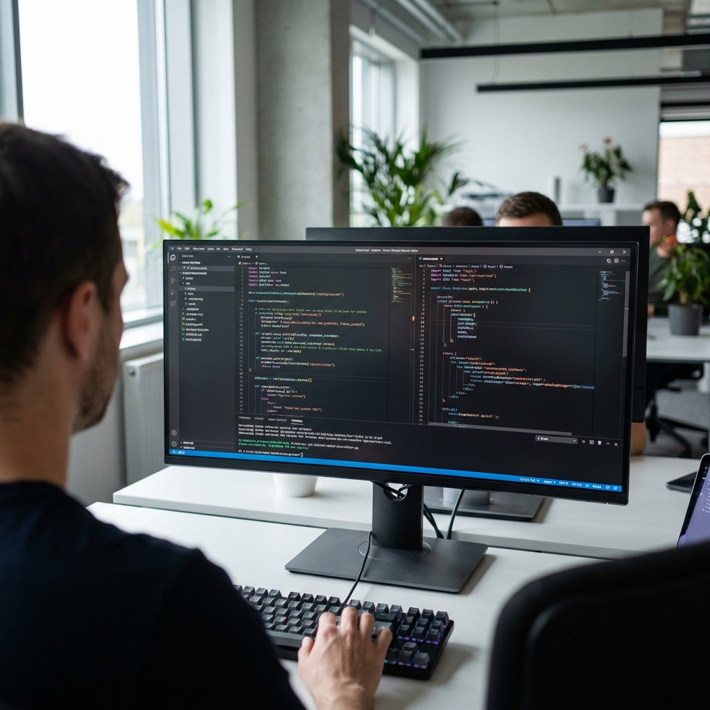 Developer coding AI solutions